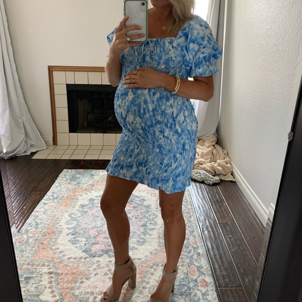 Faithfull ruched puff sleeve mini dress